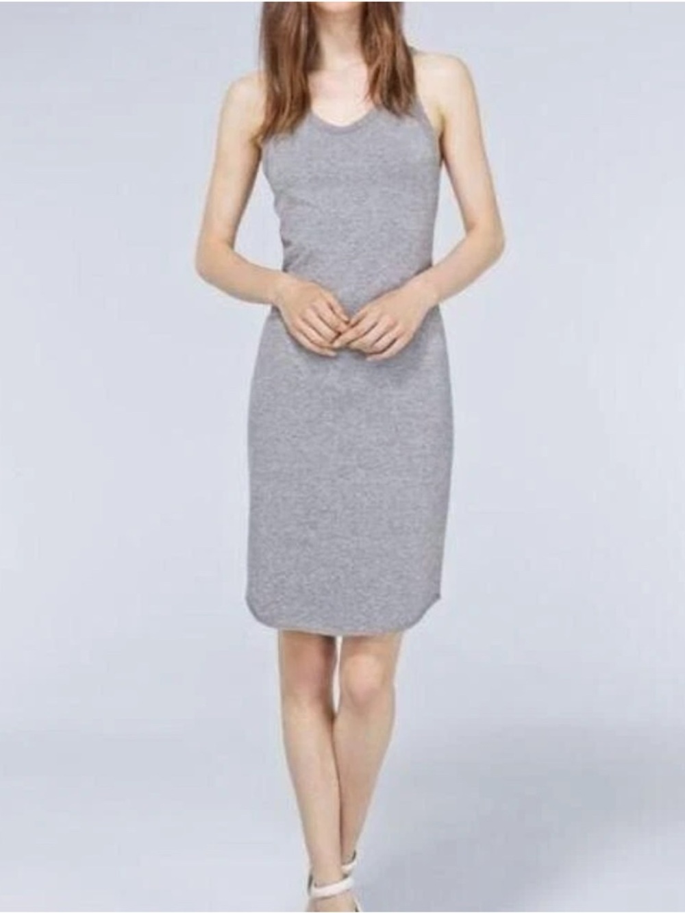 Wilfred Free Grey Bodycon Midi Dress | Size S | Minimalist Knit - Picture 3 of 10